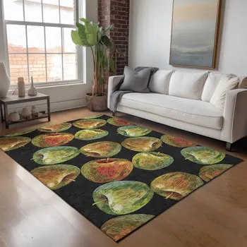 5' X 8' Midnight Green And Red Geometric Washable Area Rug With UV Protection