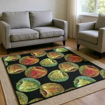 8' X 10' Midnight Green And Red Geometric Washable Area Rug With UV Protection