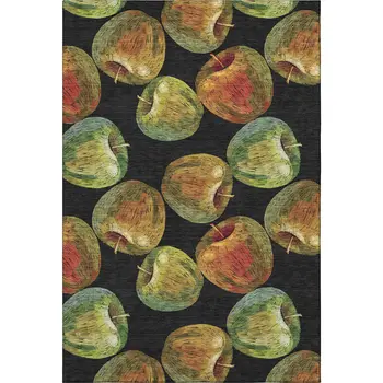 8' X 10' Midnight Green And Red Geometric Washable Area Rug With UV Protection