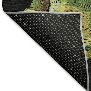 9' X 12' Midnight Green And Red Geometric Washable Area Rug With UV Protection