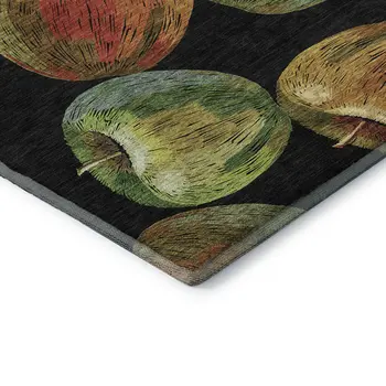 9' X 12' Midnight Green And Red Geometric Washable Area Rug With UV Protection