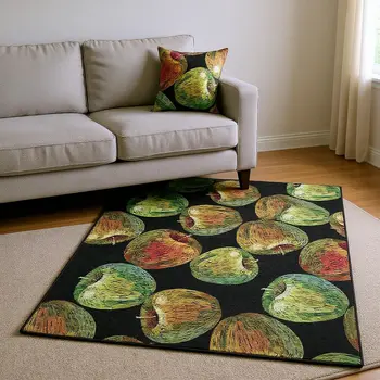 10' X 14' Midnight Green And Red Geometric Washable Area Rug With UV Protection
