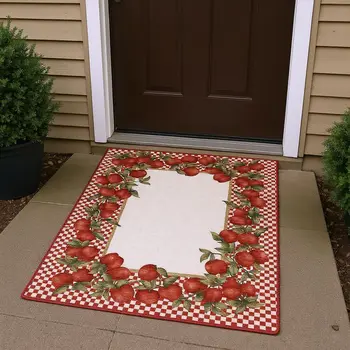 3' X 5' Red And Ivory Geometric Washable Area Rug With UV Protection