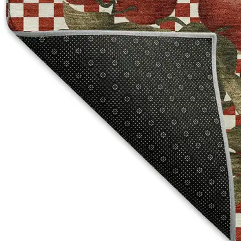 9' X 12' Red And Ivory Geometric Washable Area Rug With UV Protection