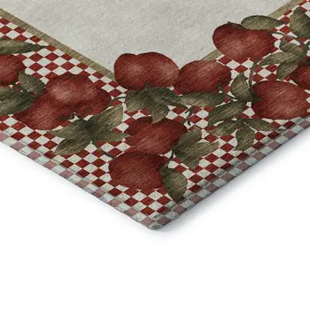 9' X 12' Red And Ivory Geometric Washable Area Rug With UV Protection