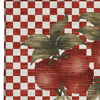 9' X 12' Red And Ivory Geometric Washable Area Rug With UV Protection