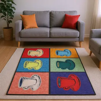 10' X 14' Blue Orange And Red Geometric Washable Area Rug With UV Protection