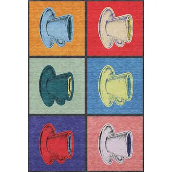 10' X 14' Blue Orange And Red Geometric Washable Area Rug With UV Protection