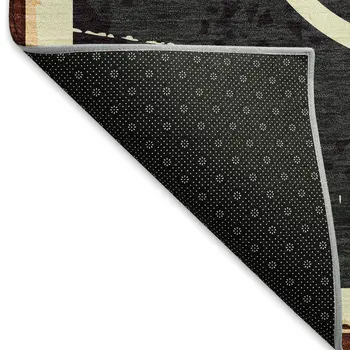 8' X 10' Midnight Red And Ivory Geometric Washable Area Rug With UV Protection
