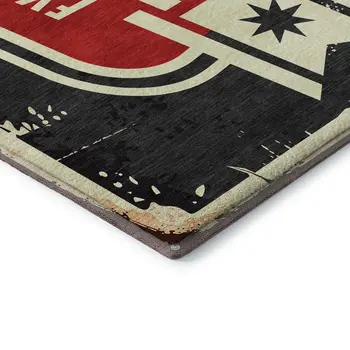 8' X 10' Midnight Red And Ivory Geometric Washable Area Rug With UV Protection