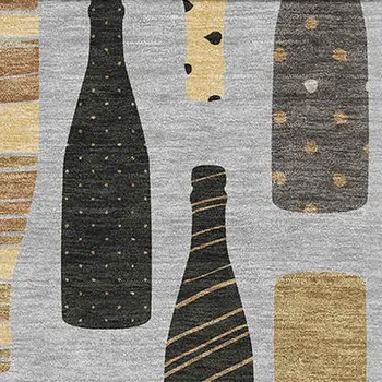 5' X 8' Gray Gold And Black Geometric Washable Area Rug With UV Protection