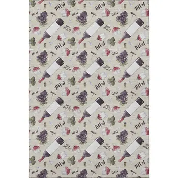 3' X 5' Ivory Purple And Green Geometric Washable Area Rug With UV Protection
