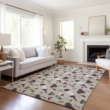 10' X 14' Ivory Purple And Green Geometric Washable Area Rug With UV Protection