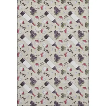 10' X 14' Ivory Purple And Green Geometric Washable Area Rug With UV Protection