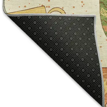 10' X 14' Ivory Orange And Green Geometric Washable Area Rug With UV Protection