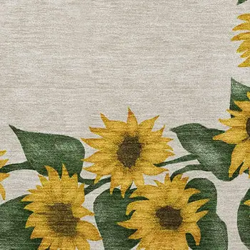 5' X 8' Yellow Green And Ivory Geometric Washable Area Rug With UV Protection