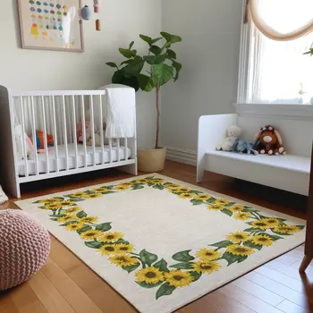 8' X 10' Yellow Green And Ivory Geometric Washable Area Rug With UV Protection