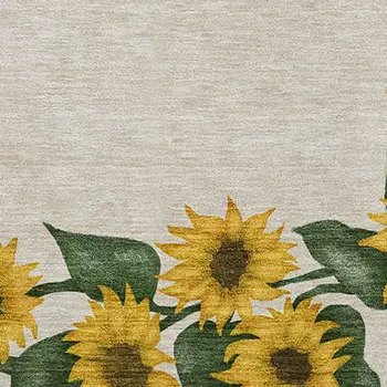 9' X 12' Yellow Green And Ivory Geometric Washable Area Rug With UV Protection