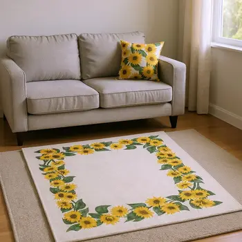 10' X 14' Yellow Green And Ivory Geometric Washable Area Rug With UV Protection