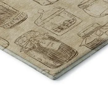 10' X 14' Beige And Brown Geometric Washable Area Rug With UV Protection