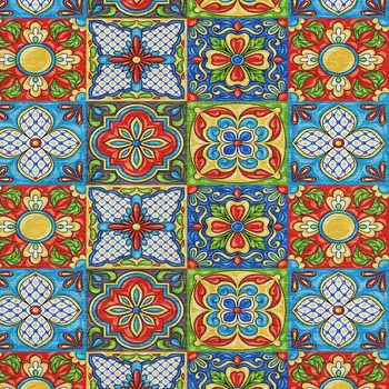 5' X 8' Blue Red Yellow And Green Geometric Washable Area Rug With UV Protection
