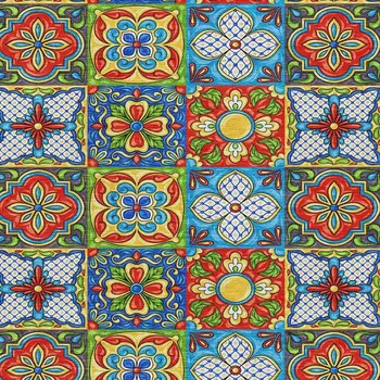 8' X 10' Blue Red Yellow And Green Geometric Washable Area Rug With UV Protection