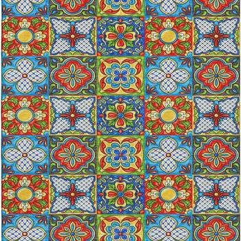 8' X 10' Blue Red Yellow And Green Geometric Washable Area Rug With UV Protection