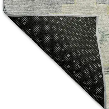 3' X 5' Gray Ivory And Beige Geometric Washable Area Rug With UV Protection