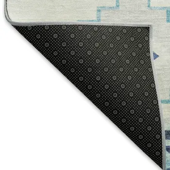 8' X 10' Blue And Ivory Geometric Washable Area Rug With UV Protection