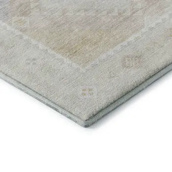 3' X 5' Gray And Ivory Geometric Washable Area Rug With UV Protection