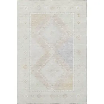 3' X 5' Gray And Ivory Geometric Washable Area Rug With UV Protection