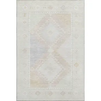 8' X 10' Gray And Ivory Geometric Washable Area Rug With UV Protection