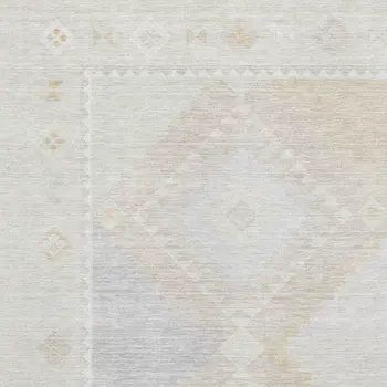 10' X 14' Gray And Ivory Geometric Washable Area Rug With UV Protection