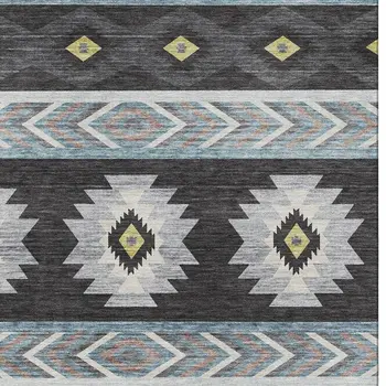 5' X 8' Midnight Gold And Ivory Geometric Washable Area Rug With UV Protection