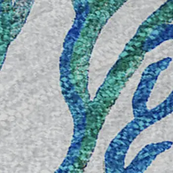 5' X 8' Aqua Ivory And Green Geometric Washable Area Rug With UV Protection