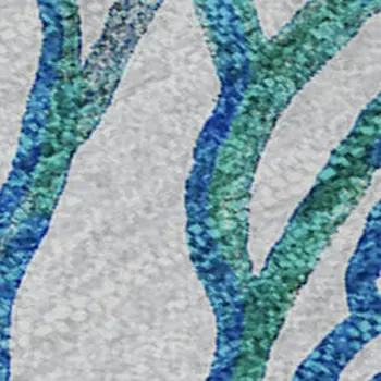 10' X 14' Aqua Ivory And Green Geometric Washable Area Rug With UV Protection
