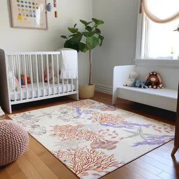 5' X 8' Cinnamon Ivory And Plum Geometric Washable Area Rug With UV Protection