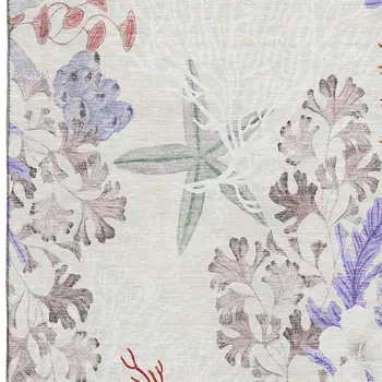 10' X 14' Cinnamon Ivory And Plum Geometric Washable Area Rug With UV Protection