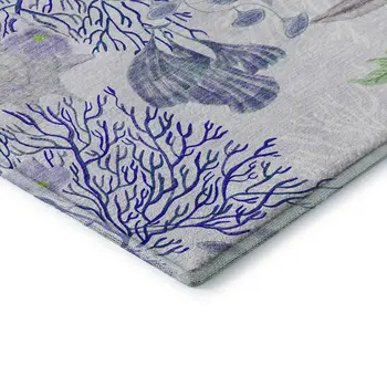 10' X 14' Blue Ivory And Lime Green Geometric Washable Area Rug With UV Protection