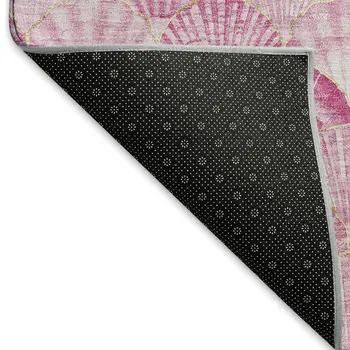 3' X 5' Pink And Ivory Geometric Washable Area Rug With UV Protection