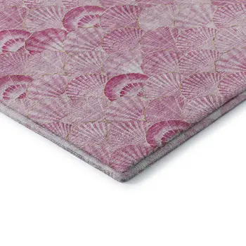3' X 5' Pink And Ivory Geometric Washable Area Rug With UV Protection