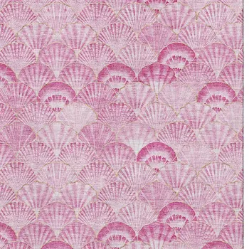 3' X 5' Pink And Ivory Geometric Washable Area Rug With UV Protection