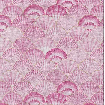 8' X 10' Pink And Ivory Geometric Washable Area Rug With UV Protection