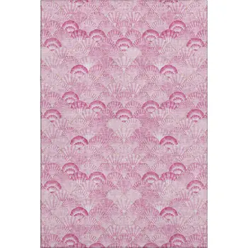 10' X 14' Pink And Ivory Geometric Washable Area Rug With UV Protection