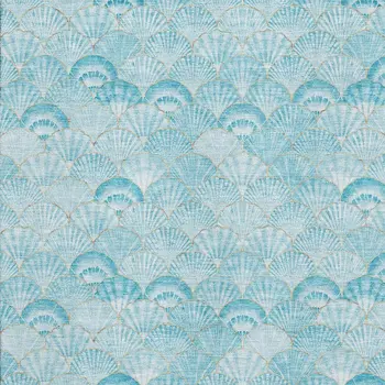 3' X 5' Aqua And Ivory Geometric Washable Area Rug With UV Protection
