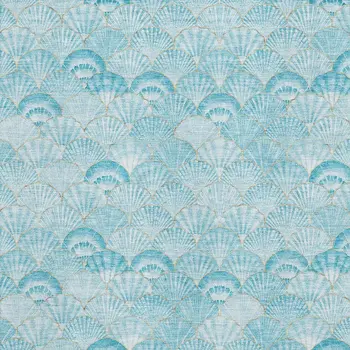 5' X 8' Aqua And Ivory Geometric Washable Area Rug With UV Protection