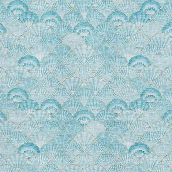 8' X 10' Aqua And Ivory Geometric Washable Area Rug With UV Protection