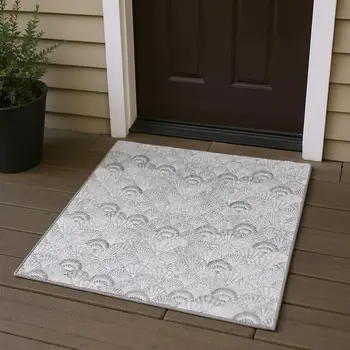 3' X 5' Gray And Ivory Geometric Washable Area Rug With UV Protection