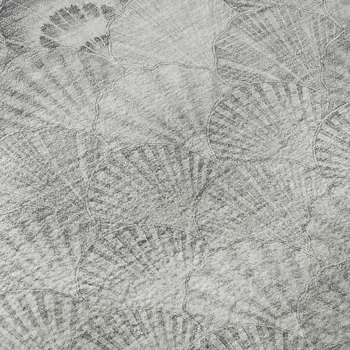 8' Gray And Ivory Geometric Washable Round Rug With UV Protection