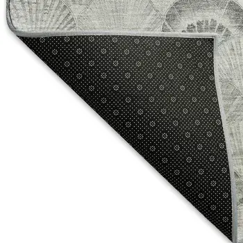 8' X 10' Gray And Ivory Geometric Washable Area Rug With UV Protection
